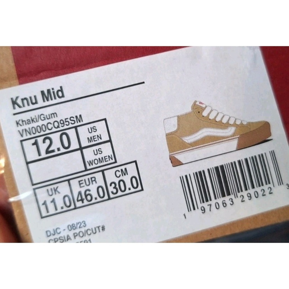 Vans Knu Mid Men 12 Khaki Gum Chunky 90s Skater Shoes Timberland Wheat Color - Picture 9 of 9